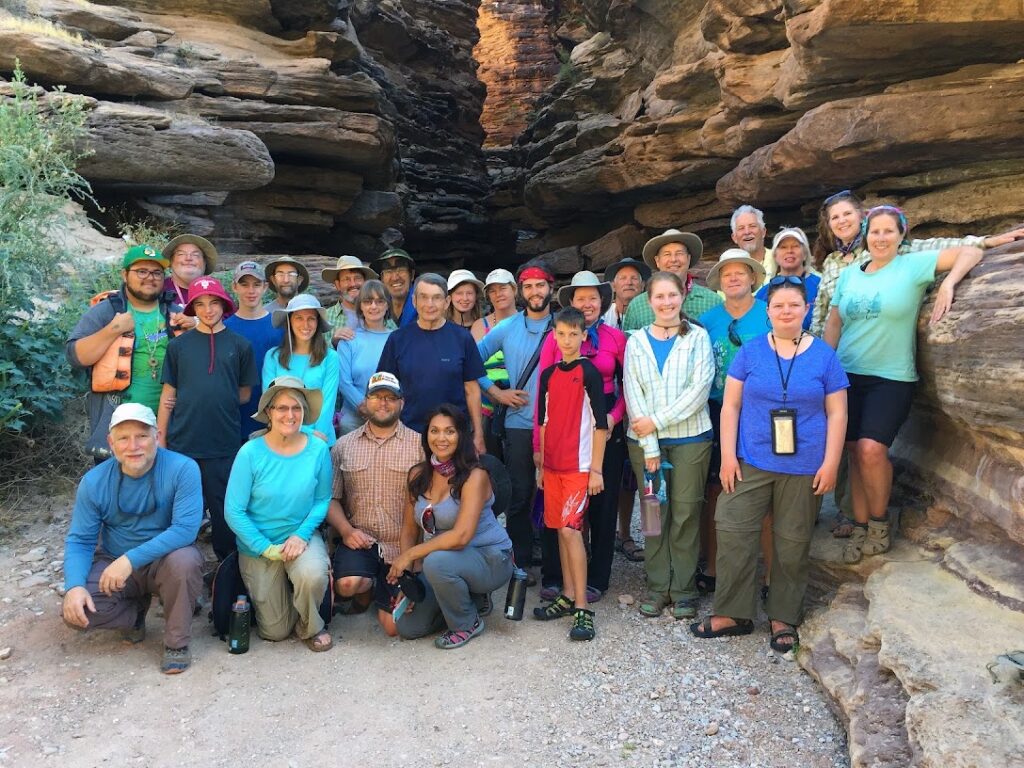 Nate Loper with a Grand Canyon river group in Blacktail Canyon